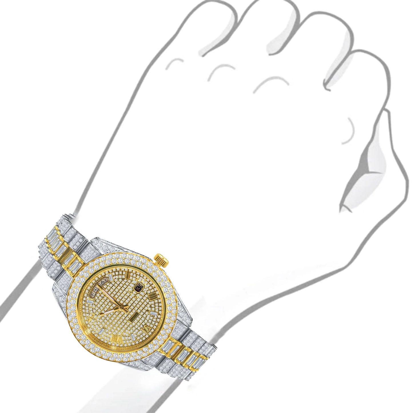 FANCIFUL CRYSTAL WATCH TWO TONE GOLD Richly embellished with crystal clear stone