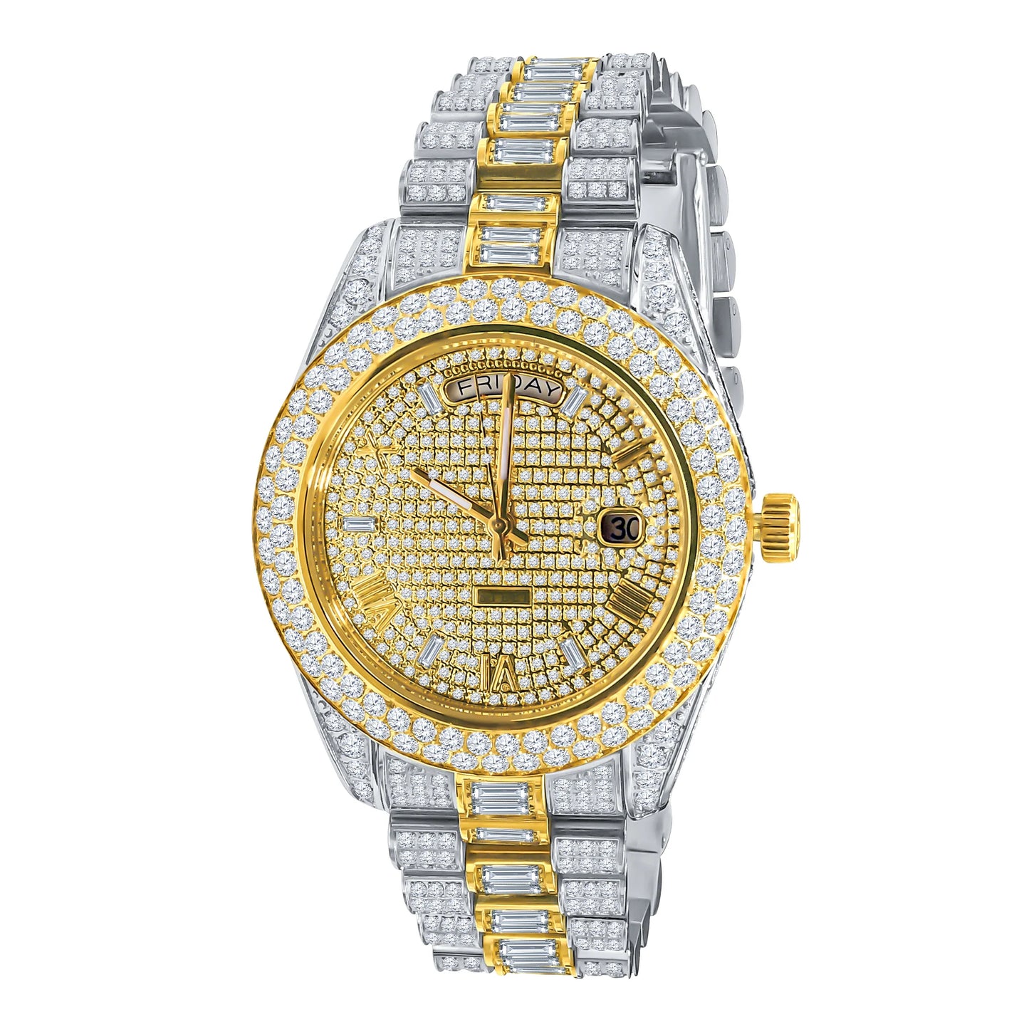 FANCIFUL CRYSTAL WATCH TWO TONE GOLD Richly embellished with crystal clear stone