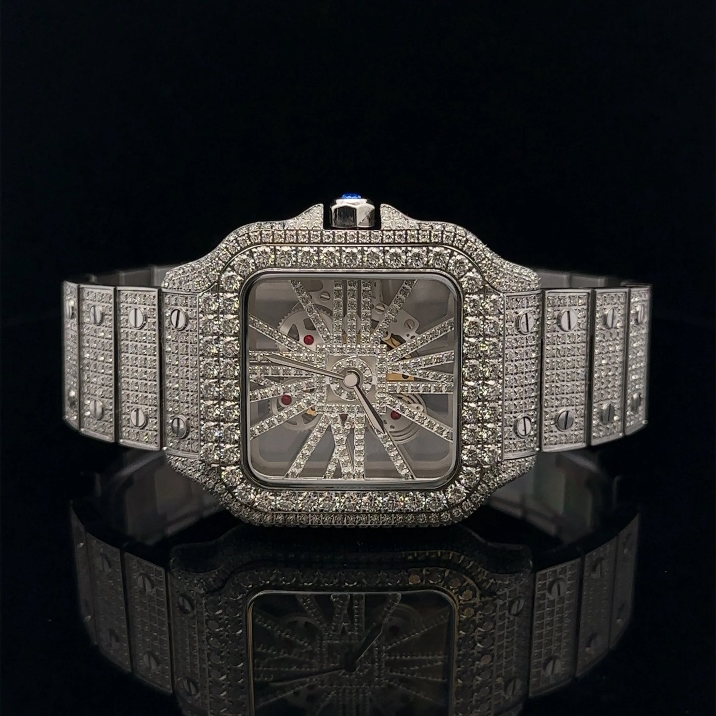 Real MOISSANITE Rhodium Mens VVS Watch Ice Out Automatic Movement Hip Hop 40mm