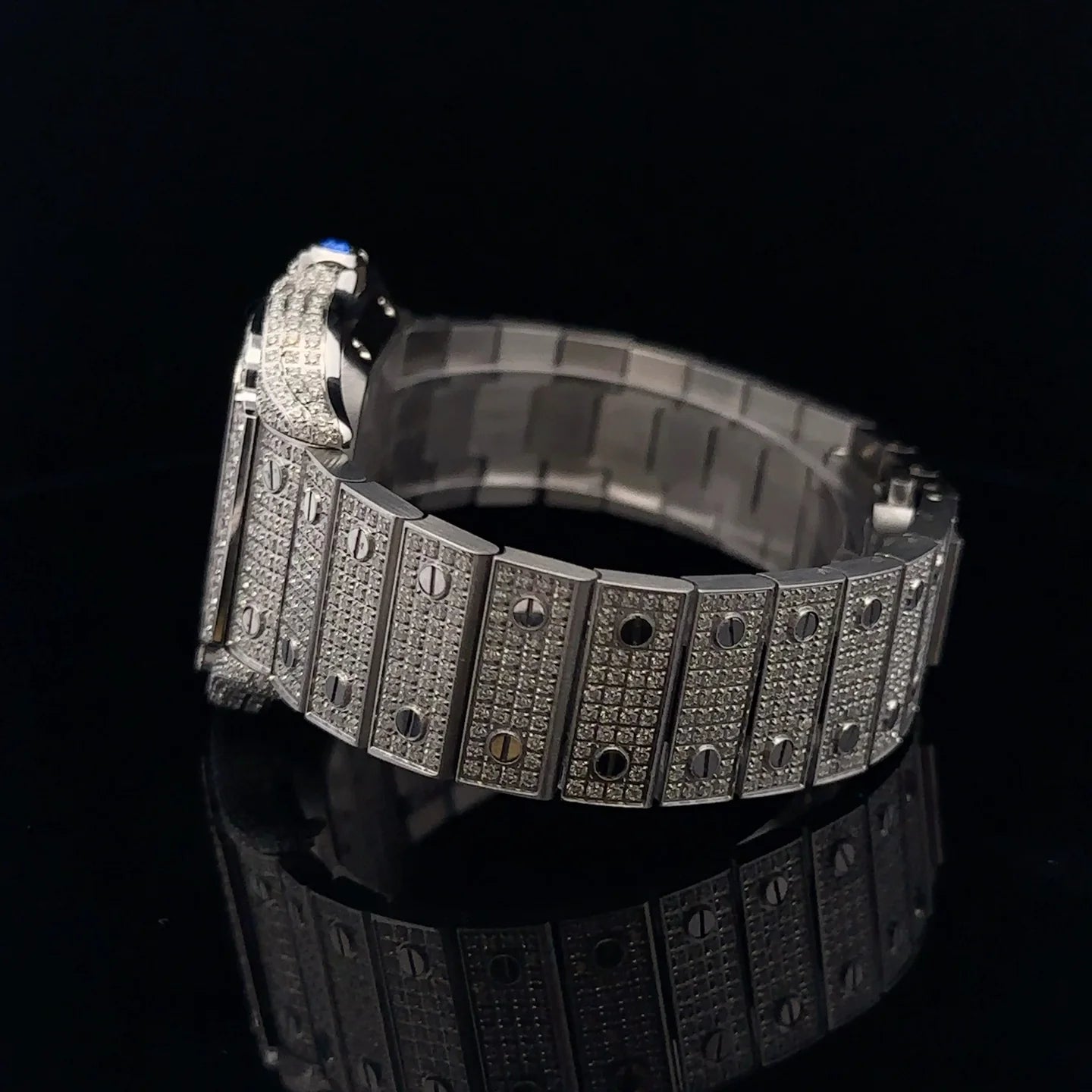 Real MOISSANITE Rhodium Mens VVS Watch Ice Out Automatic Movement Hip Hop 40mm