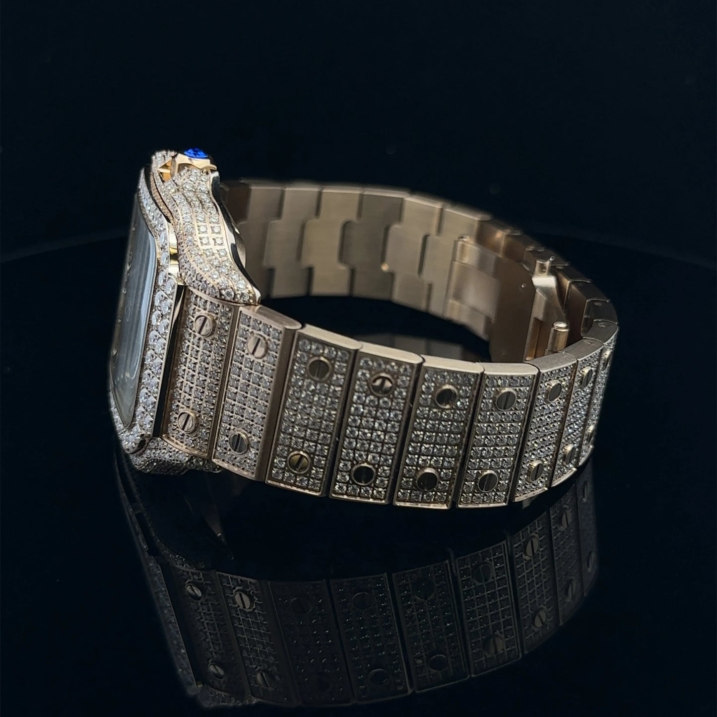 ENGIMA STEEL YELLOW GOLD MOISSANITE WATCH ICED OUT I 590062