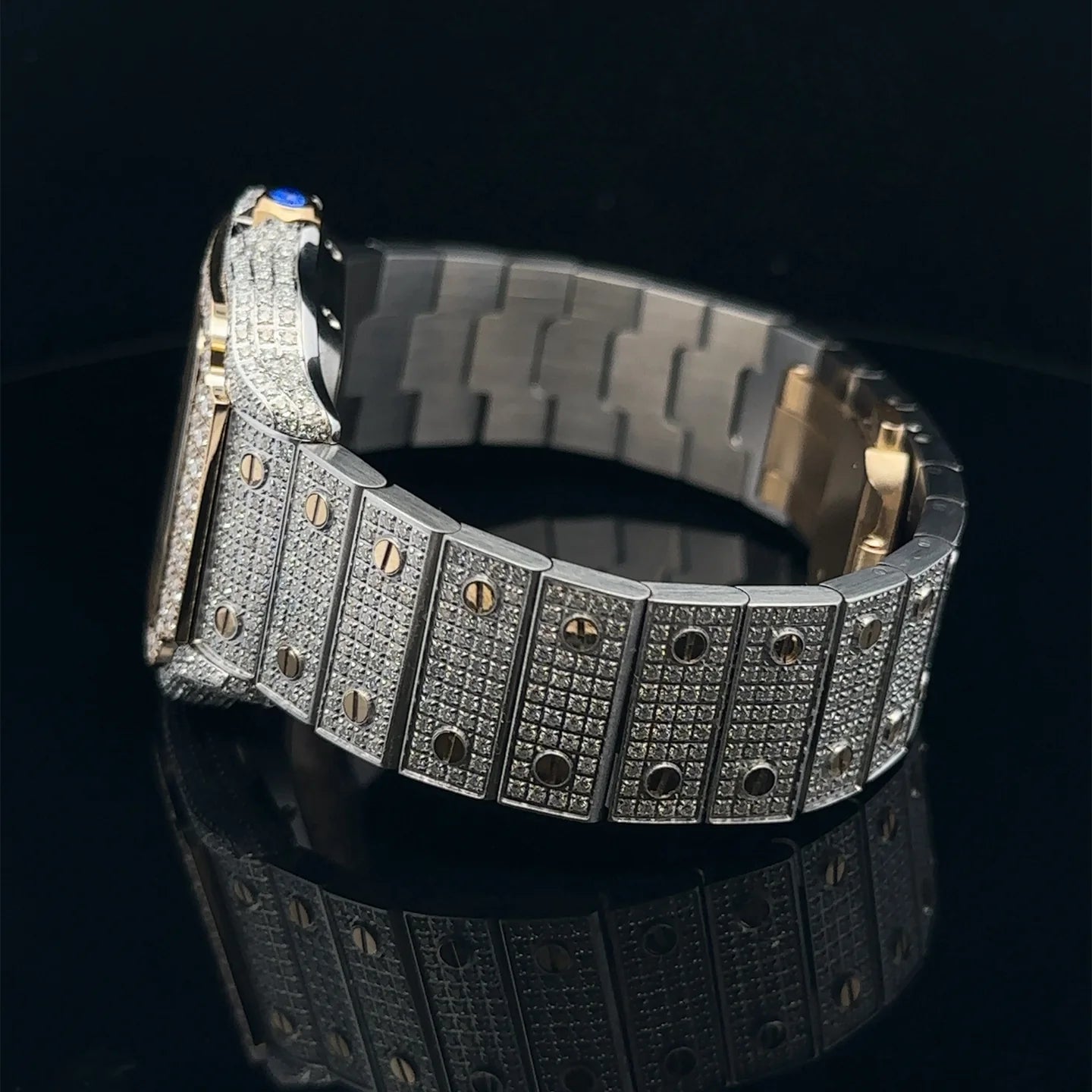 ELESTRIAN STEEL TWO TONE Gold MOISSANITE WATCH ICED OUT Hip Hop