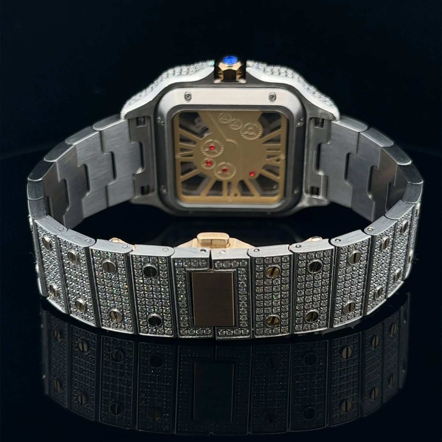 ELESTRIAN STEEL TWO TONE Gold MOISSANITE WATCH ICED OUT Hip Hop