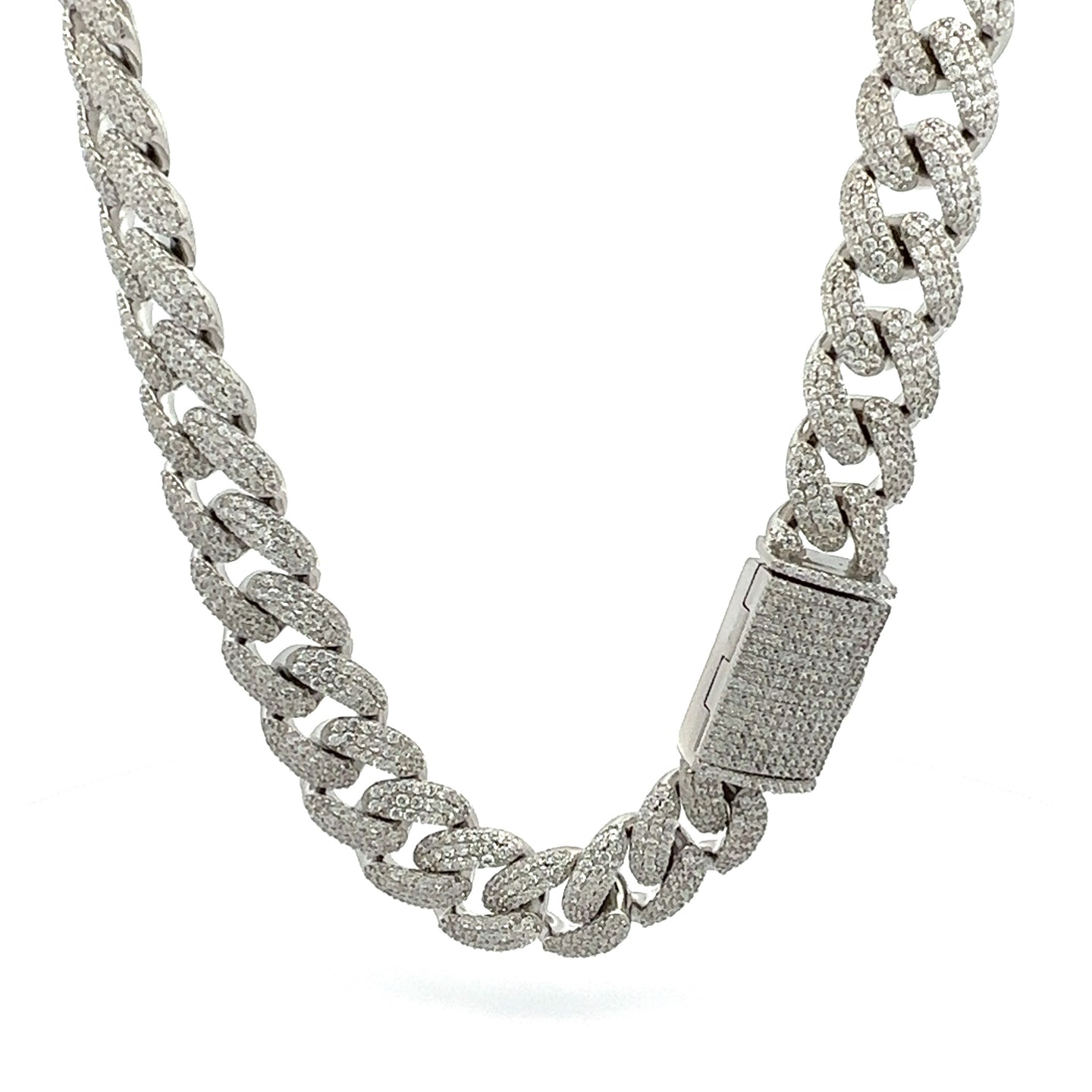 TYRANT 14MM 24" 925 CZ RHODIUM ICED OUT CUBAN CHAIN