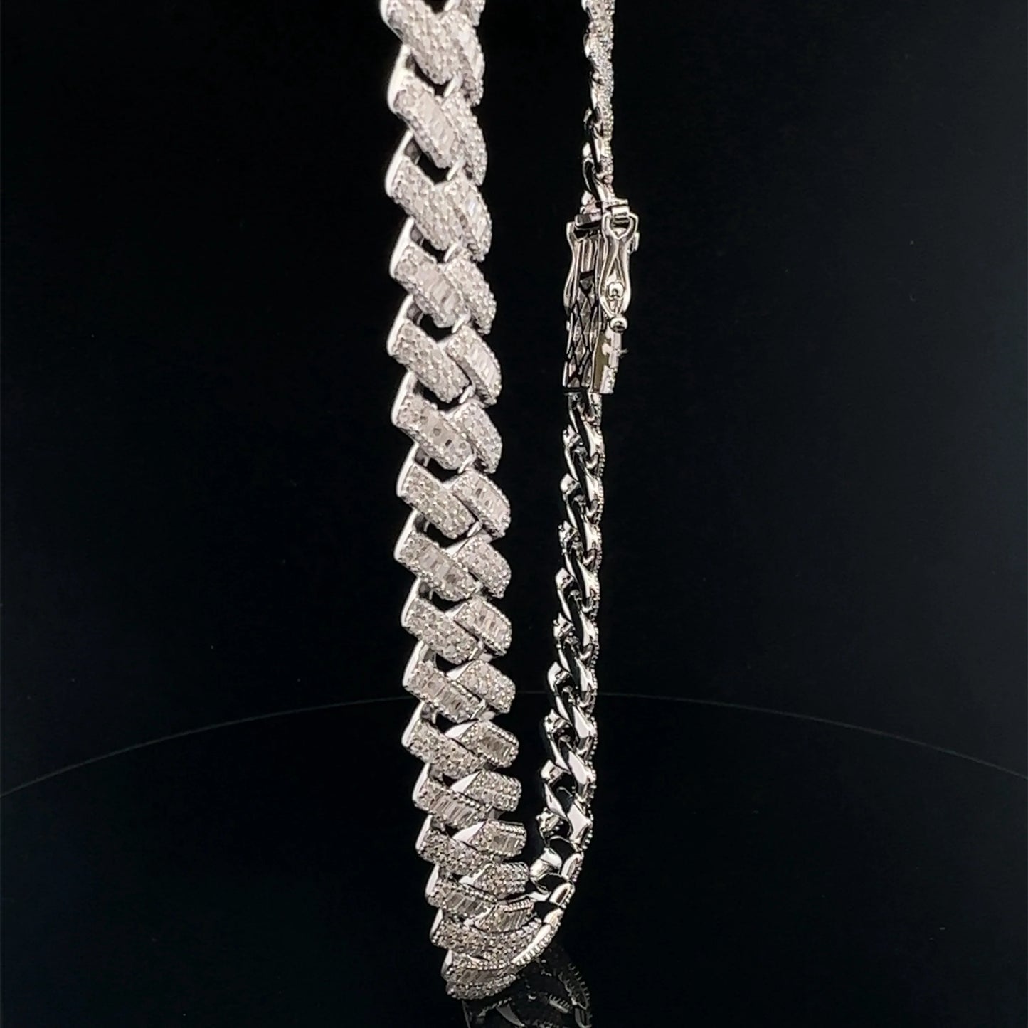 SCINTILLA 12MM 925 MOISSANITE RHODIUM ICED OUT CUBAN CHAIN HIP HOP NECKLACE 20''
