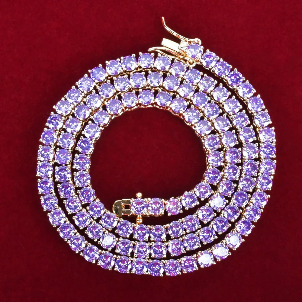5AAA+ Purple Tennis Chain Necklace – Hip Hop Bling