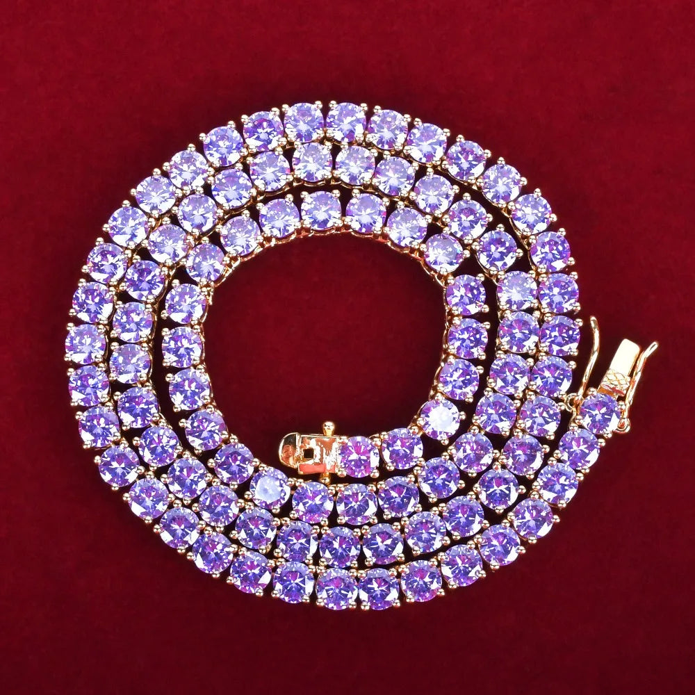5AAA+ Purple Tennis Chain Necklace – Hip Hop Bling