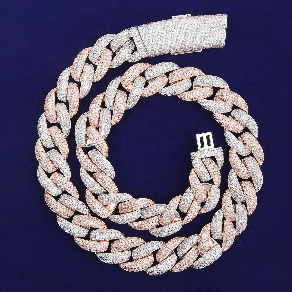 5AAA+ Miami Cuban Link Chain Necklace Cubic Zircon Hip Hop Choker Rock