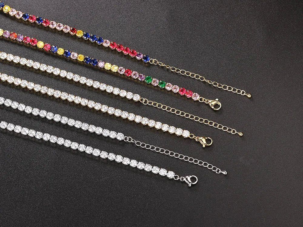 Tennis Iced Out Tennis CZ Choker Necklace Stylish Hip Hop Crystal Chain for Women,men