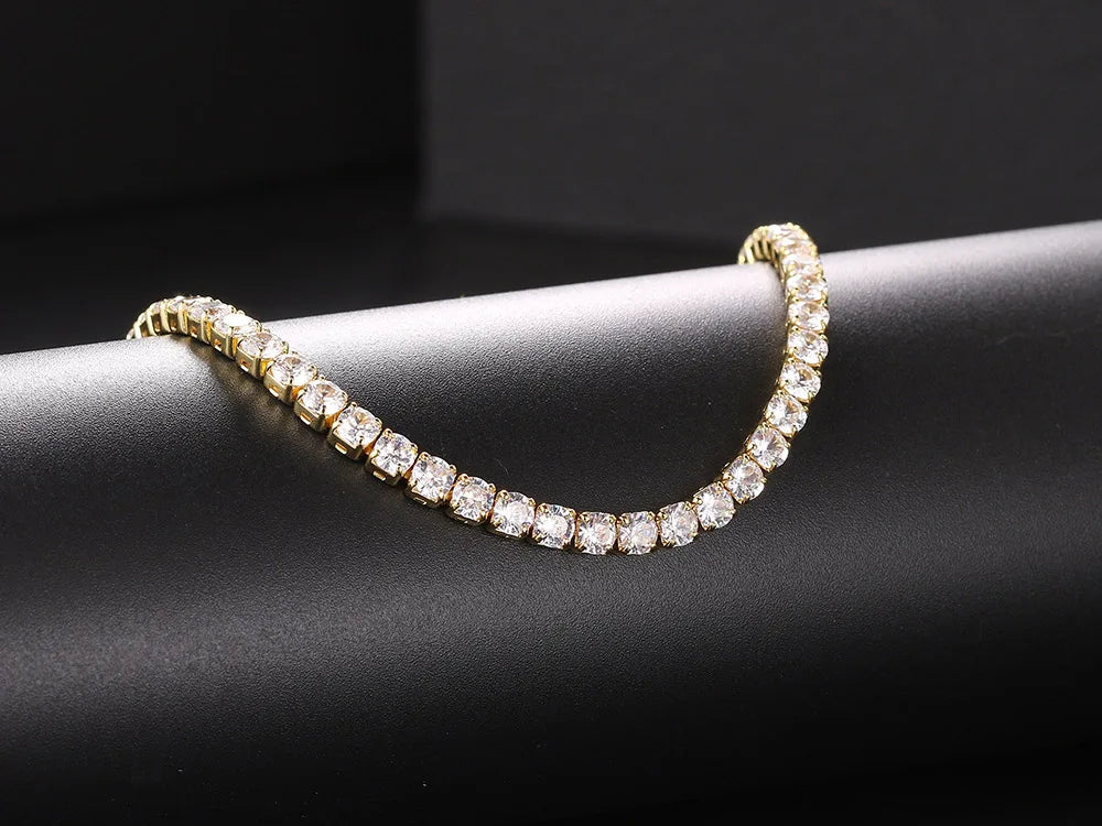 Tennis Iced Out Tennis CZ Choker Necklace Stylish Hip Hop Crystal Chain for Women,men