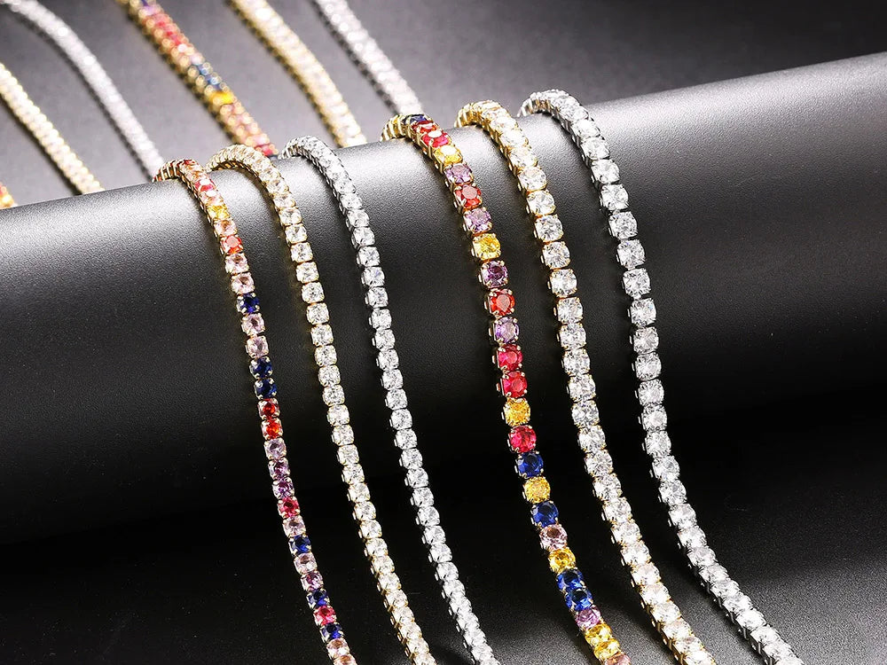 Tennis Iced Out Tennis CZ Choker Necklace Stylish Hip Hop Crystal Chain for Women,men