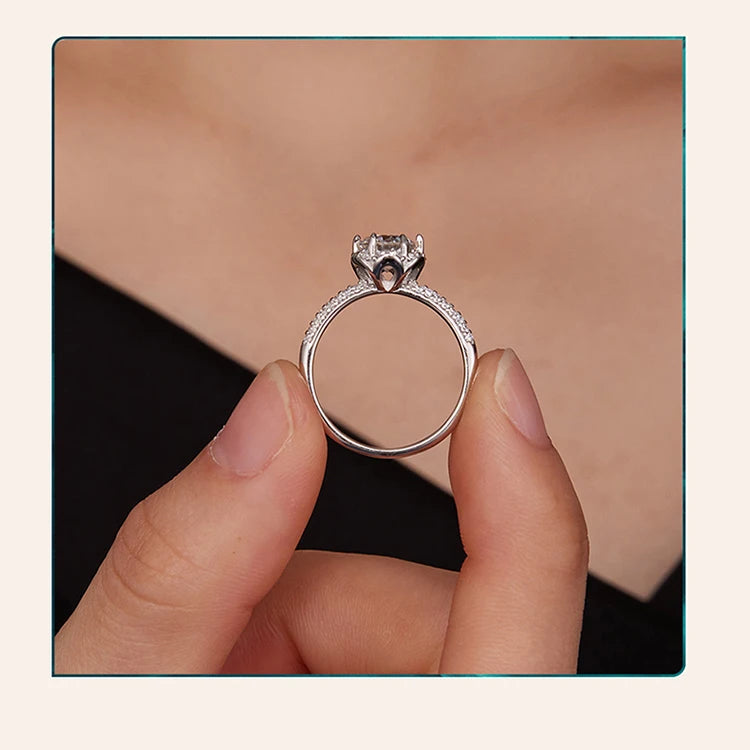New Ring Moissanite 925 Sterling Silver + GRA White Gold For Women