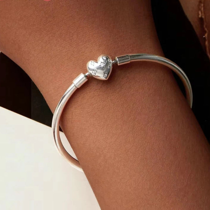 925 Sterling Silver Heart Bracelet for Women