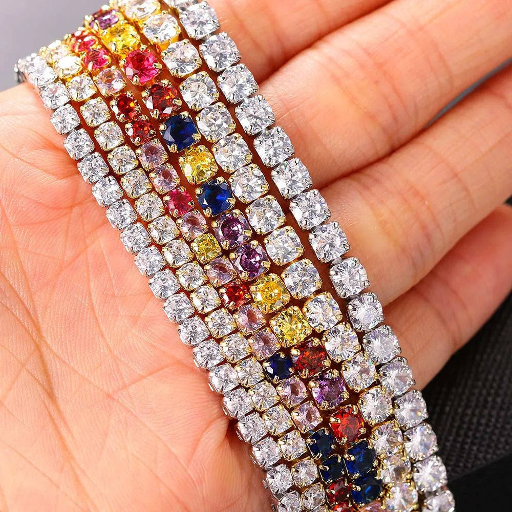 Tennis Iced Out Tennis CZ Choker Necklace Stylish Hip Hop Crystal Chain for Women,men