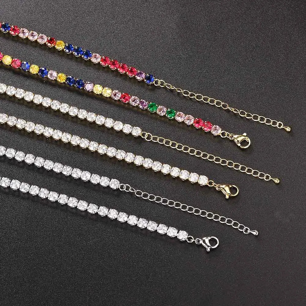 Tennis Iced Out Tennis CZ Choker Necklace Stylish Hip Hop Crystal Chain for Women,men