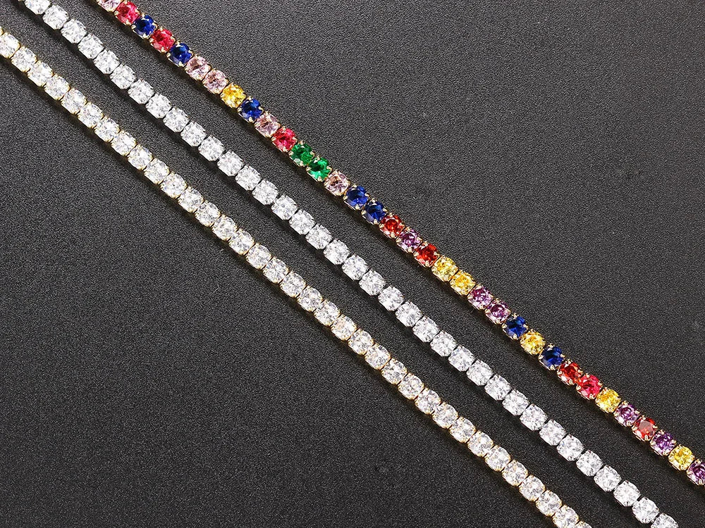 Tennis Iced Out Tennis CZ Choker Necklace Stylish Hip Hop Crystal Chain for Women,men