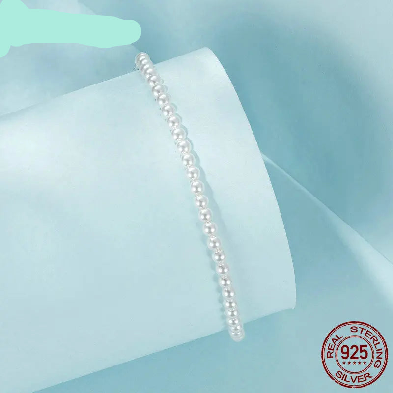 ALKRI Bracelet for Women Shell Pearl Beaded Bracelet, 925 Sterling Silver