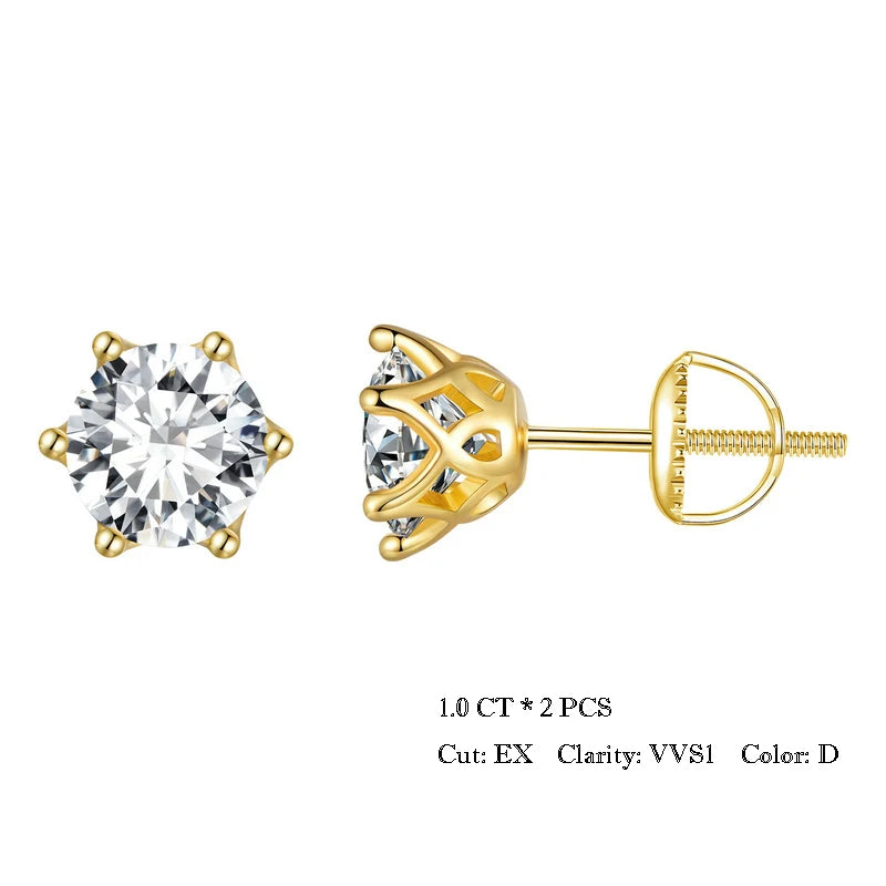 Round Cut VVS1/D GRA Certified Moissanite Stud Earrings