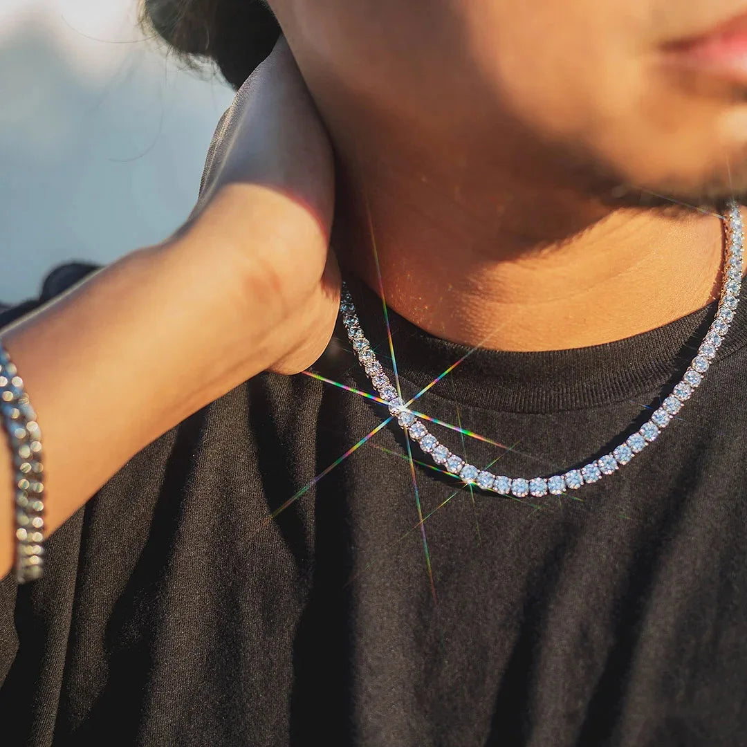 Tennis Iced Out Tennis CZ Choker Necklace Stylish Hip Hop Crystal Chain for Women,men
