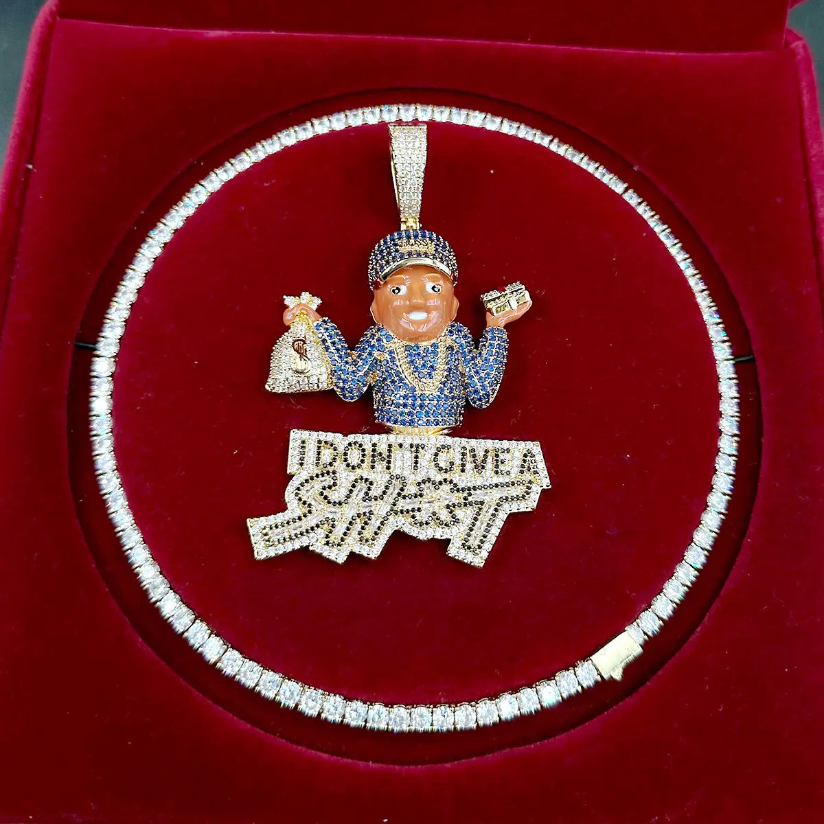 5AAA+ 24k Real Gold Plated CZ Ice Out Hop Hip DON’T GIVE Pendant Necklace