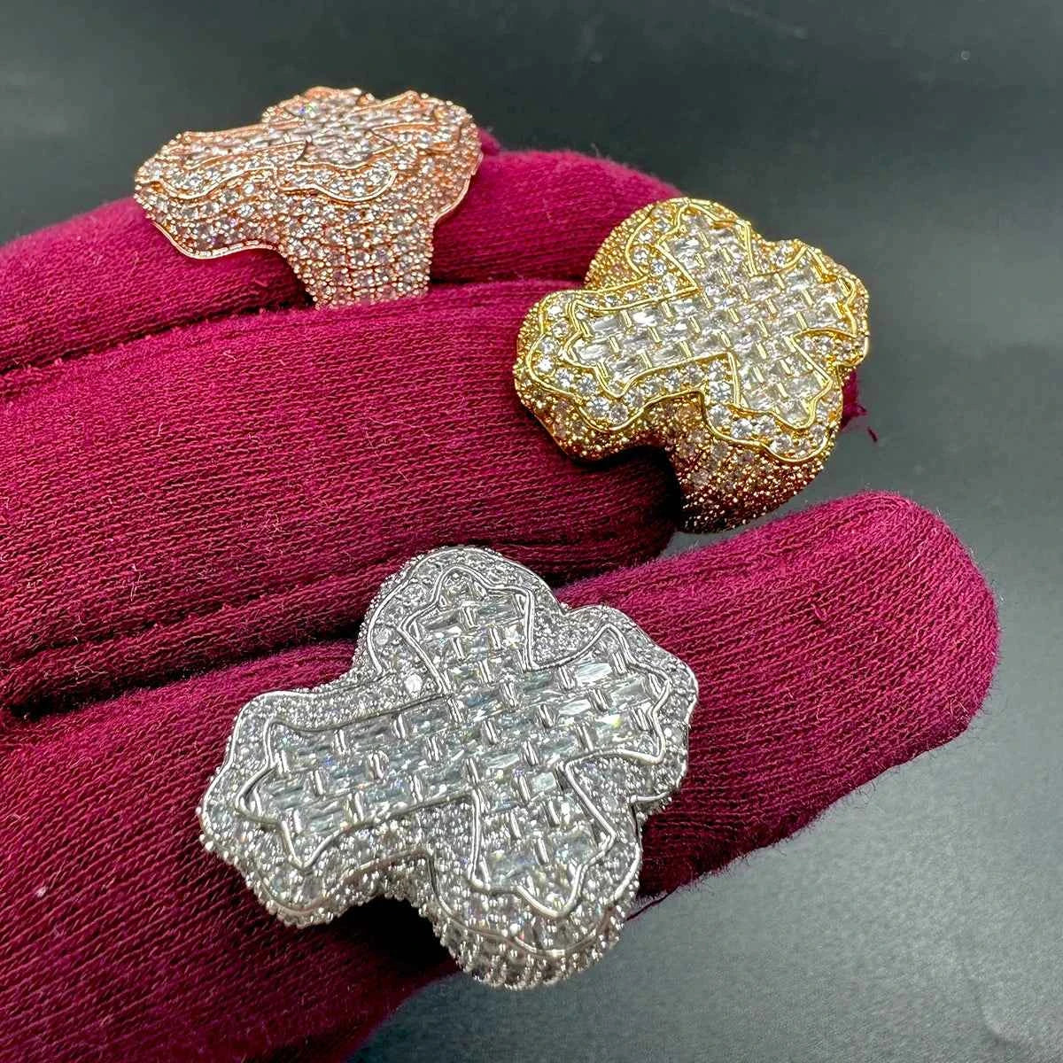 Geometric Cross Finger Ring
