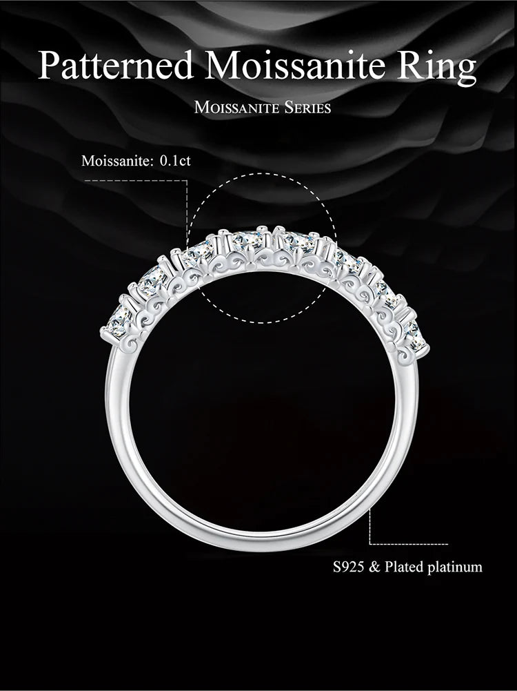 New Ring Moissanite 925 Sterling Silver + GRA White Gold For Women