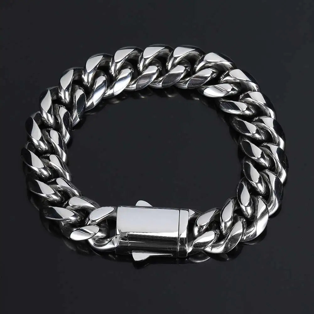 8-14mm Stainless Steel Gold Cuban Chain Curb Link Necklace