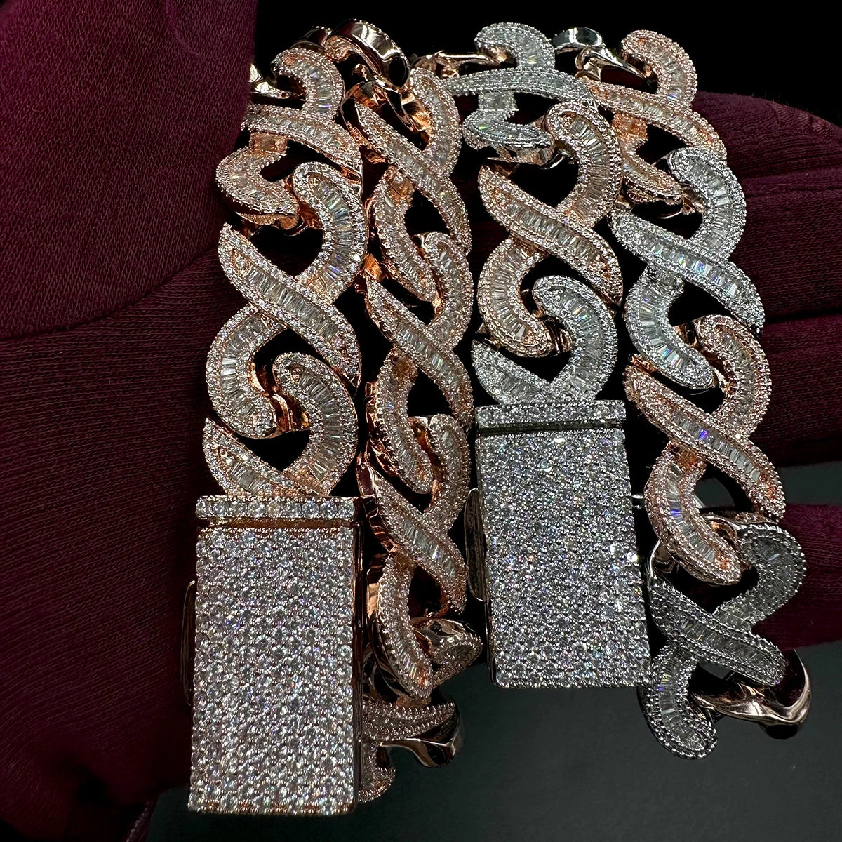 5AAA+ CZ Bling Ice Out Hop Hip Cuban Link Chain Necklace Real Gold Plated 20MM