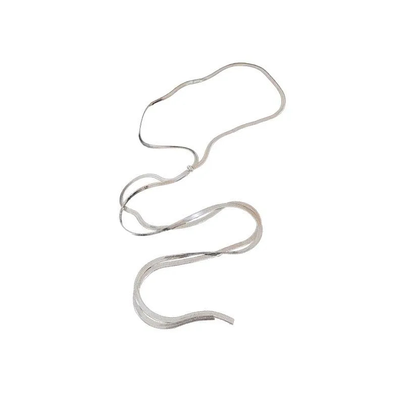 Long Snake Bone Chain Necklace Adjustable Pull Sweater