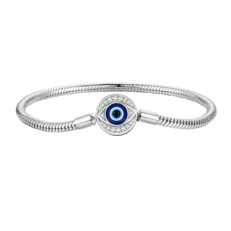 925 Sterling Silver Zircon Rose Buckle Bracelet Snake Chain for Women Bead Charm