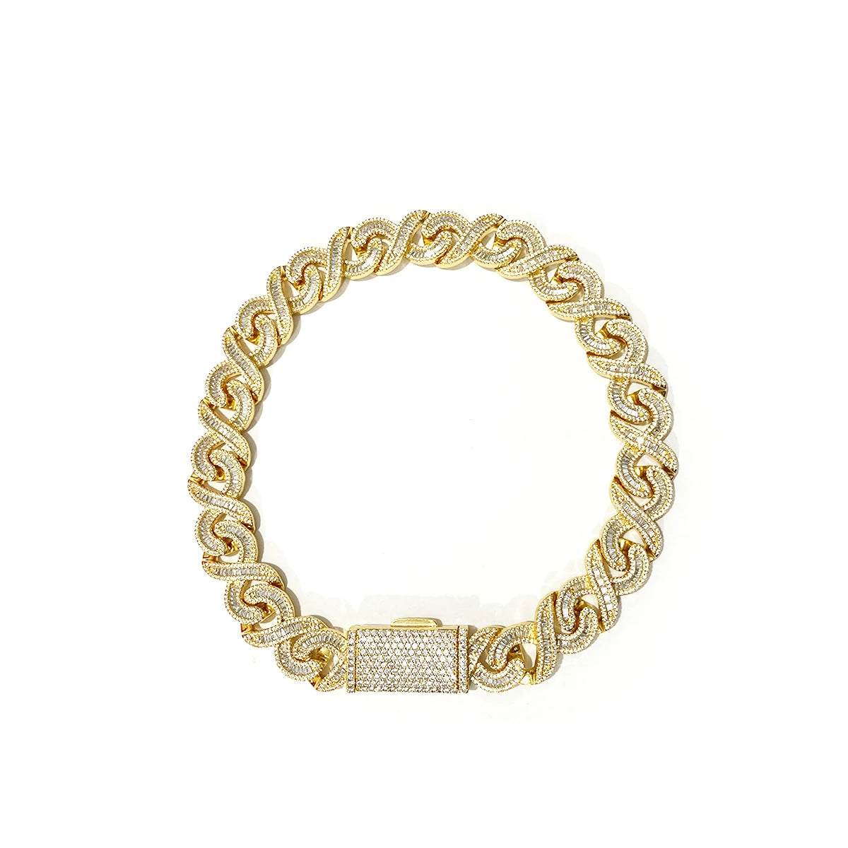 5AAA+ CZ Bling Ice Out Hop Hip Cuban Link Chain Necklace Real Gold Plated 20MM