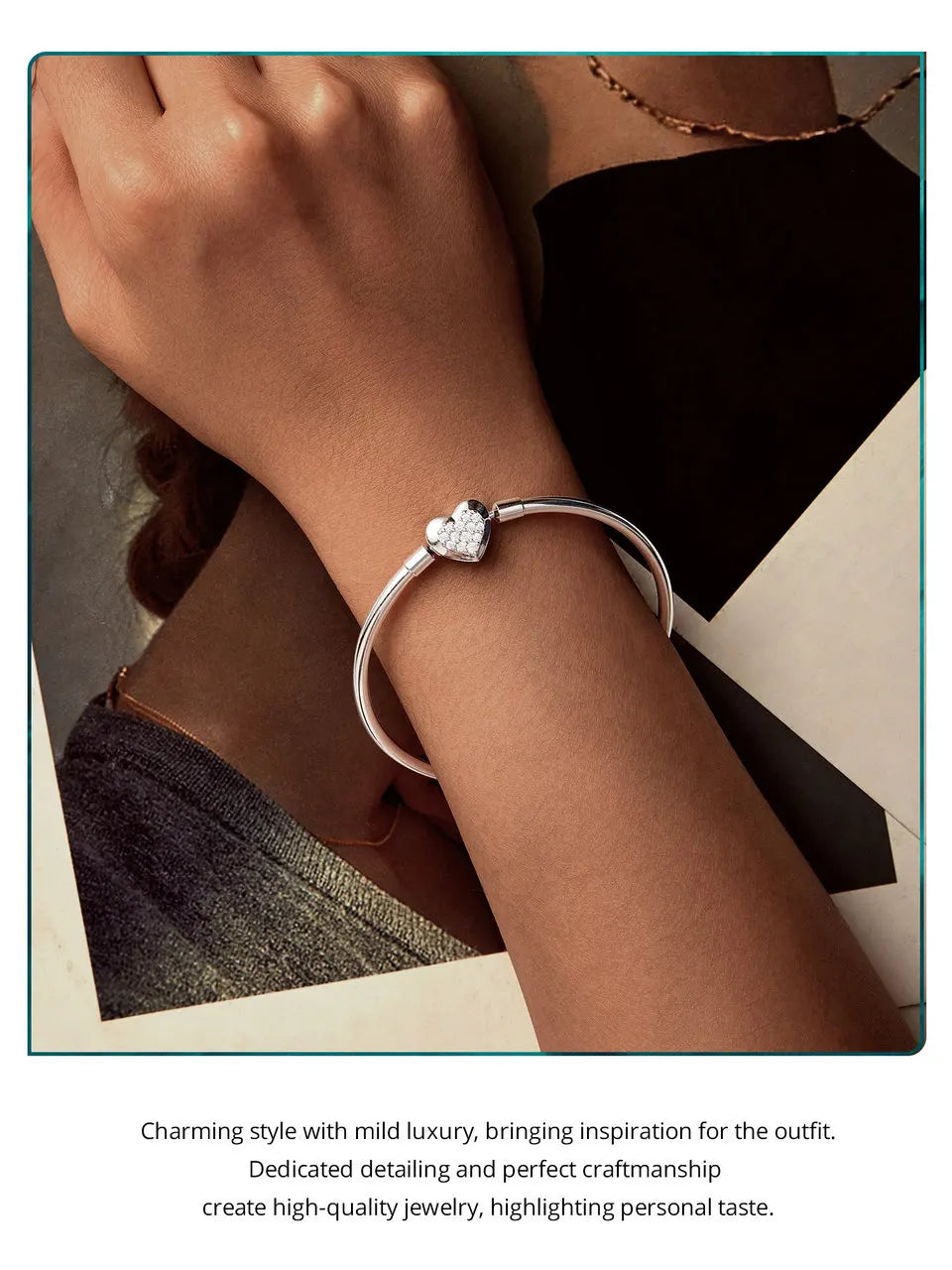 925 Sterling Silver Heart Bracelet for Women