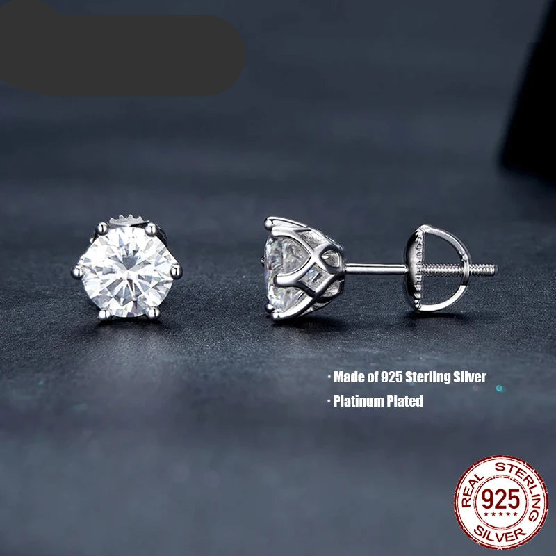 Round Cut VVS1/D GRA Certified Moissanite Stud Earrings