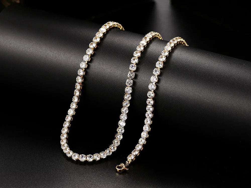 Tennis Iced Out Tennis CZ Choker Necklace Stylish Hip Hop Crystal Chain for Women,men