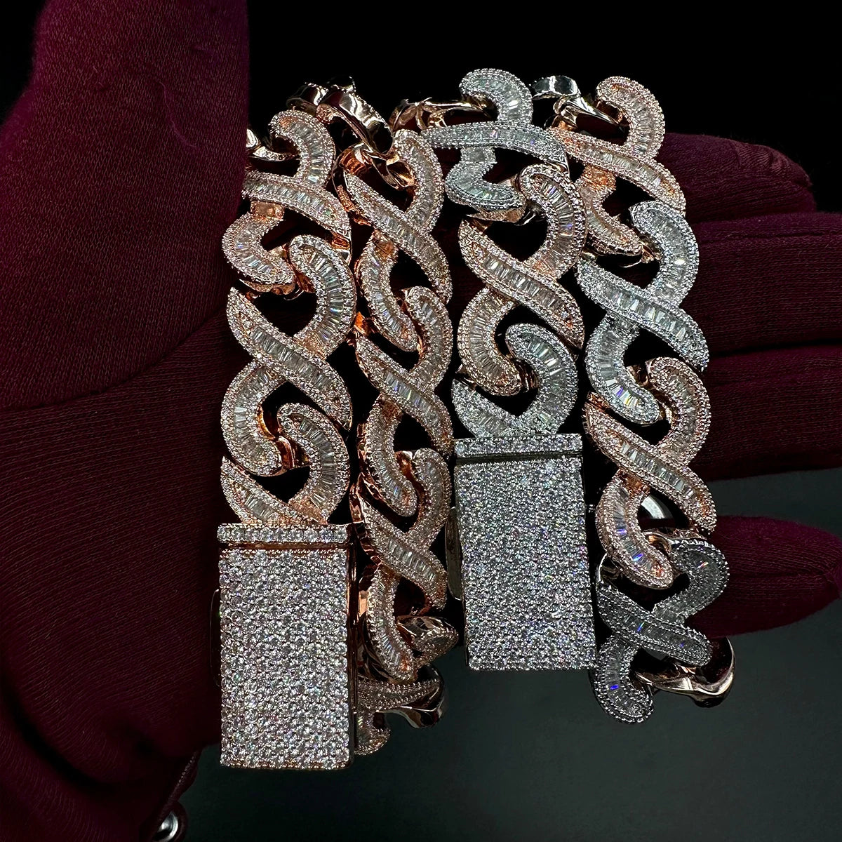 5AAA+ CZ Bling Ice Out Hop Hip Cuban Link Chain Necklace Real Gold Plated 20MM