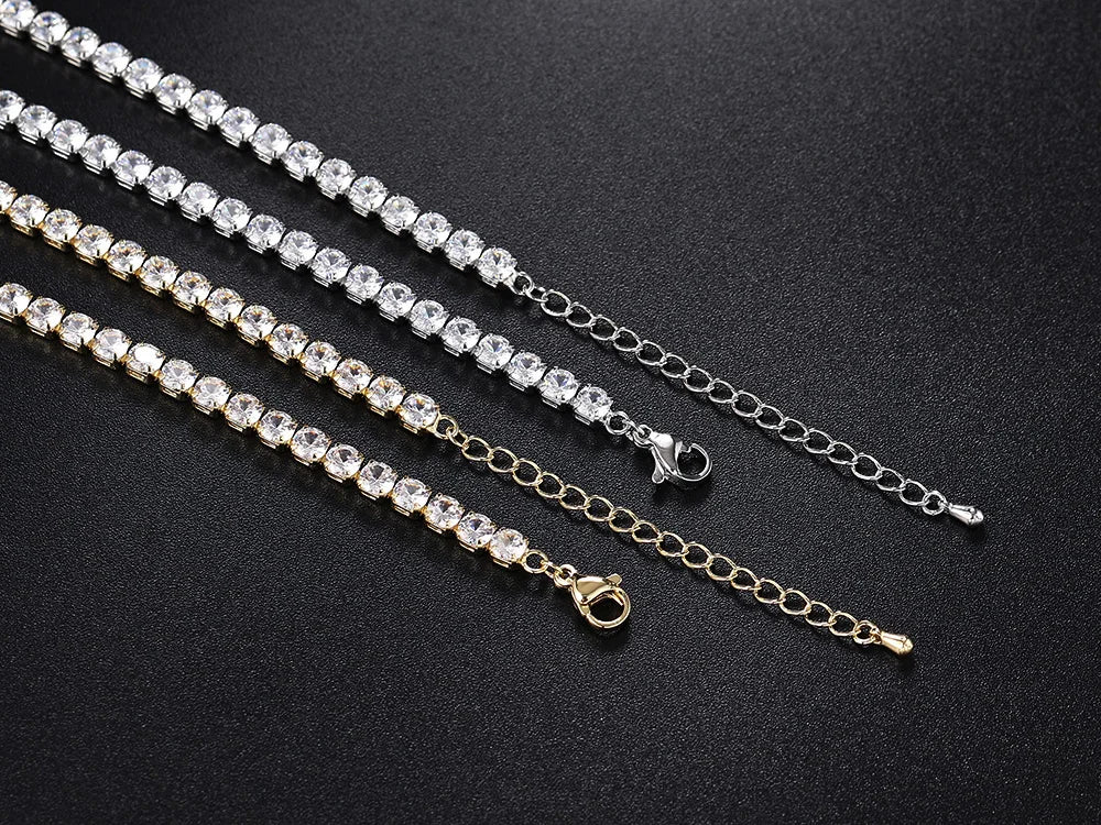 Tennis Iced Out Tennis CZ Choker Necklace Stylish Hip Hop Crystal Chain for Women,men