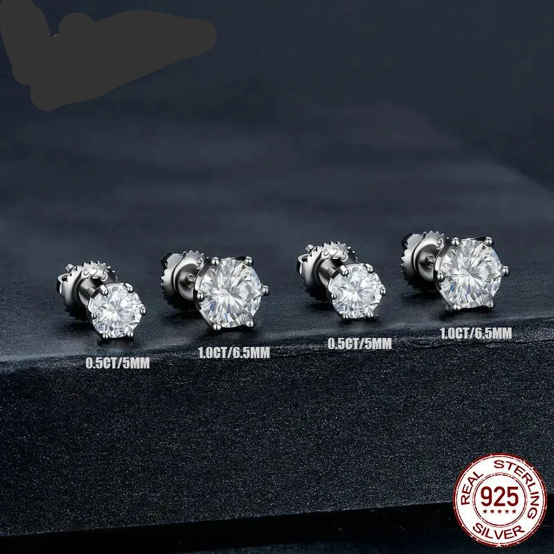 Round Cut VVS1/D GRA Certified Moissanite Stud Earrings