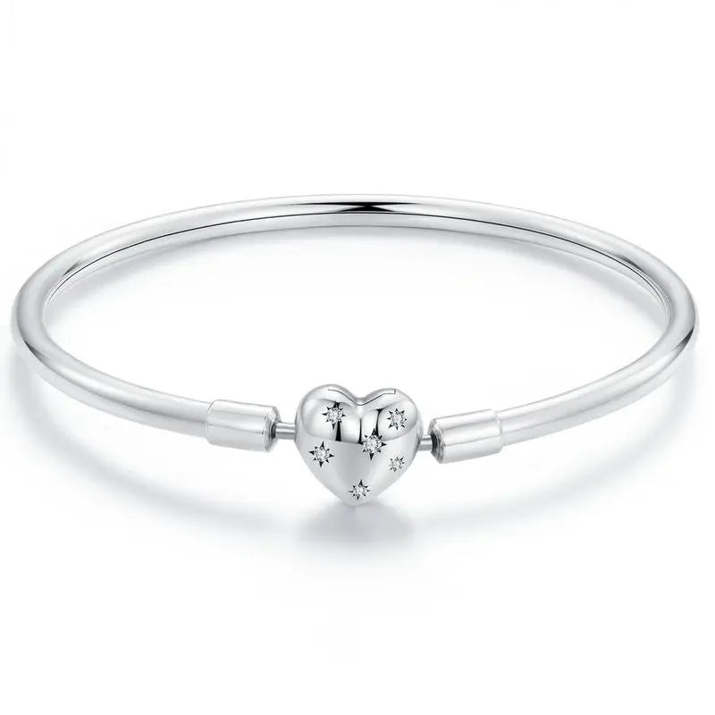 925 Sterling Silver Heart Bracelet for Women
