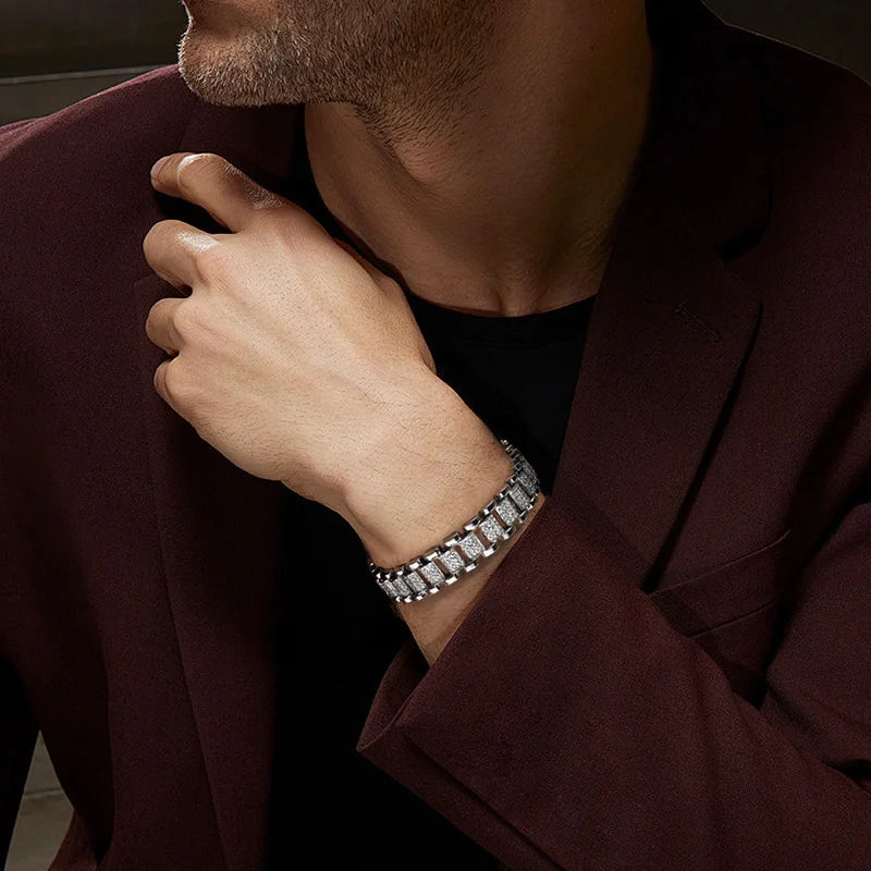 925 Sterling Silver Bracelet with 18K Gold Plating & Moissanite