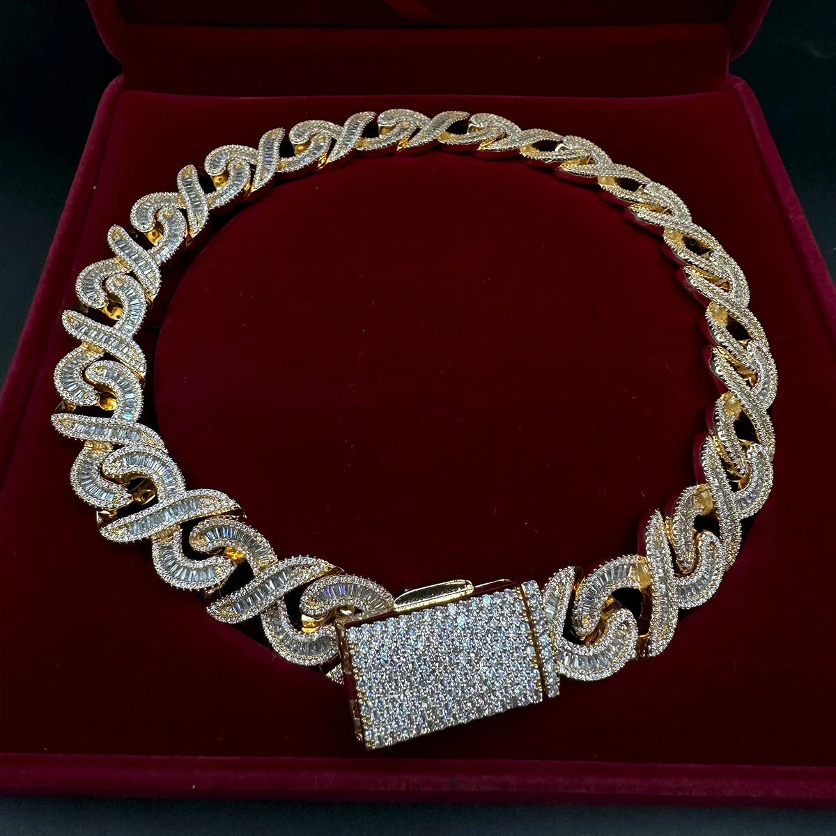 5AAA+ CZ Bling Ice Out Hop Hip Cuban Link Chain Necklace Real Gold Plated 20MM