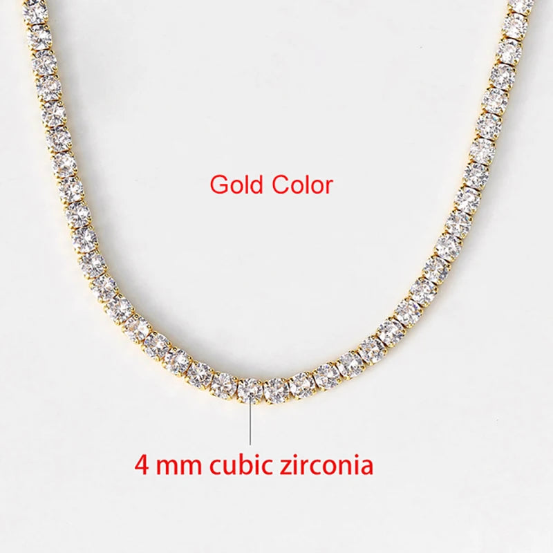 Tennis Iced Out Tennis CZ Choker Necklace Stylish Hip Hop Crystal Chain for Women,men