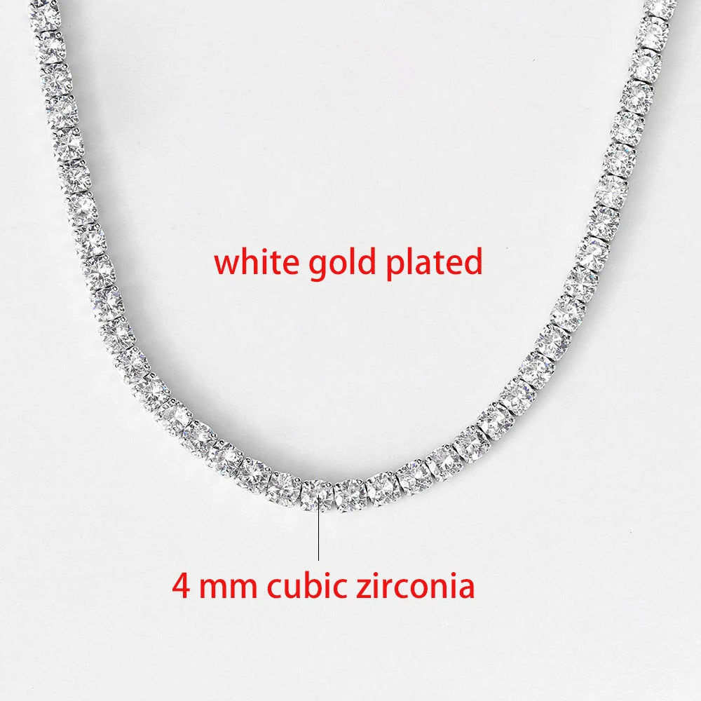Tennis Iced Out Tennis CZ Choker Necklace Stylish Hip Hop Crystal Chain for Women,men