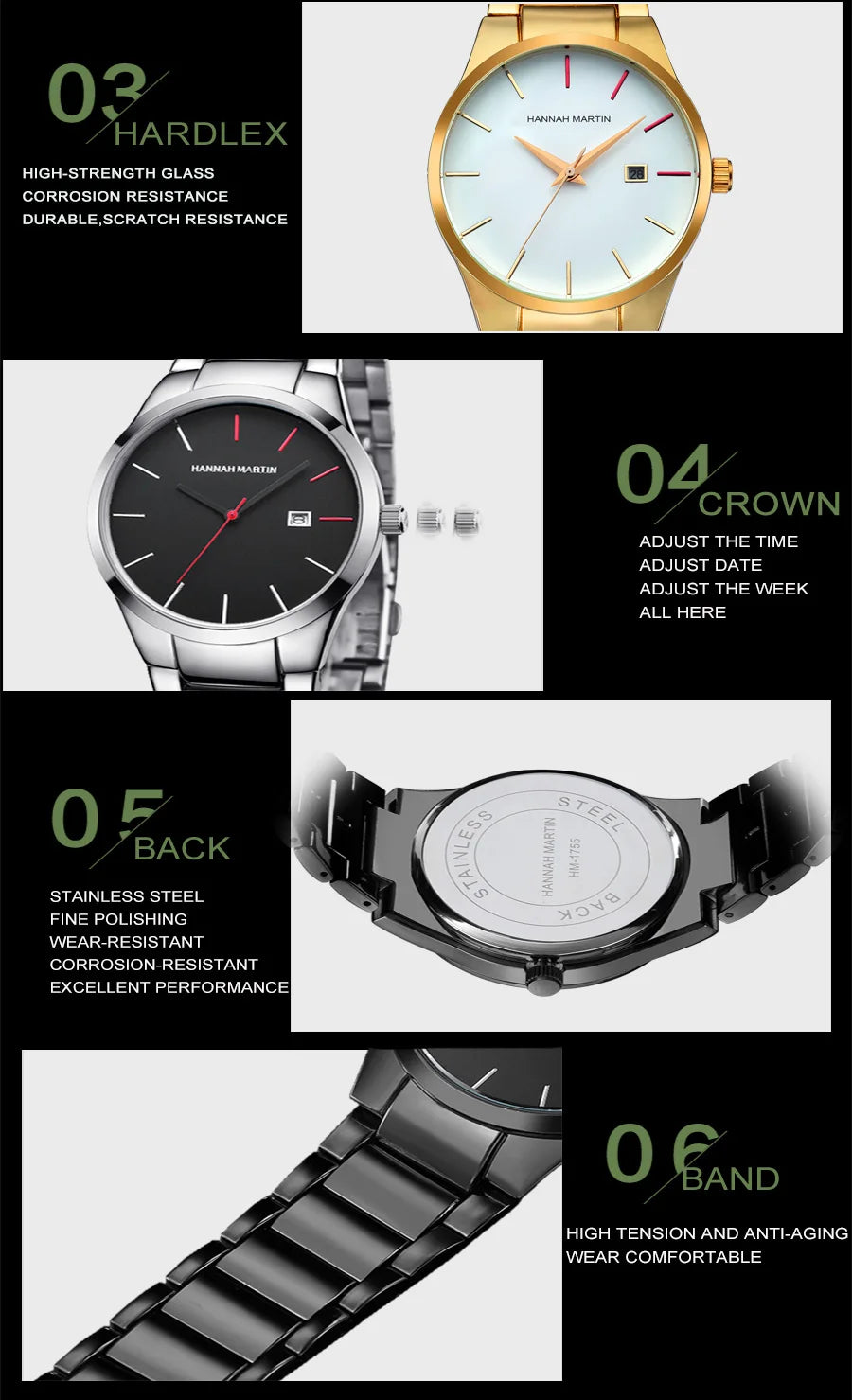 Men's Watch Relojes De Hombre Stainless Steel Quartz Luminous Classic Watches