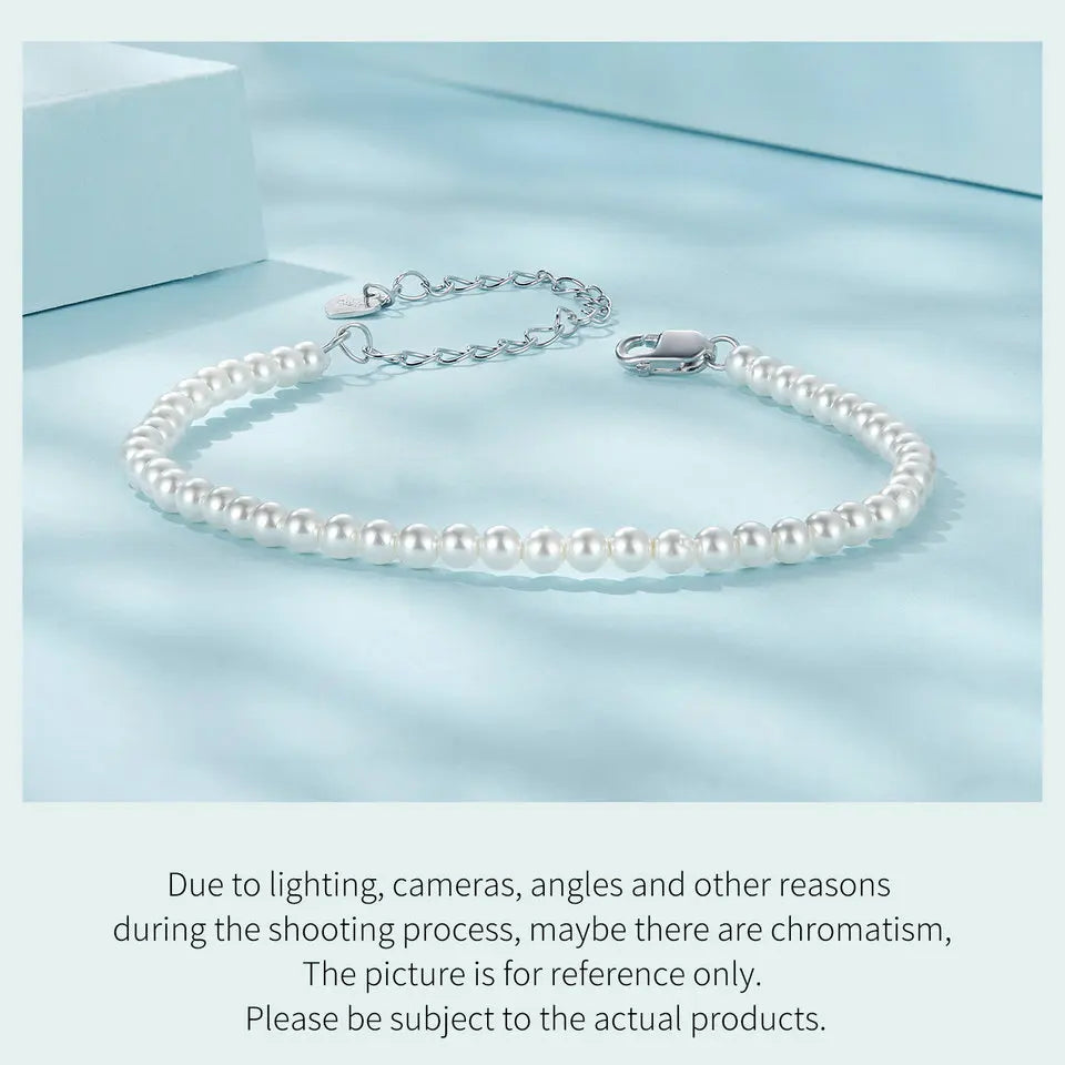 ALKRI Bracelet for Women Shell Pearl Beaded Bracelet, 925 Sterling Silver