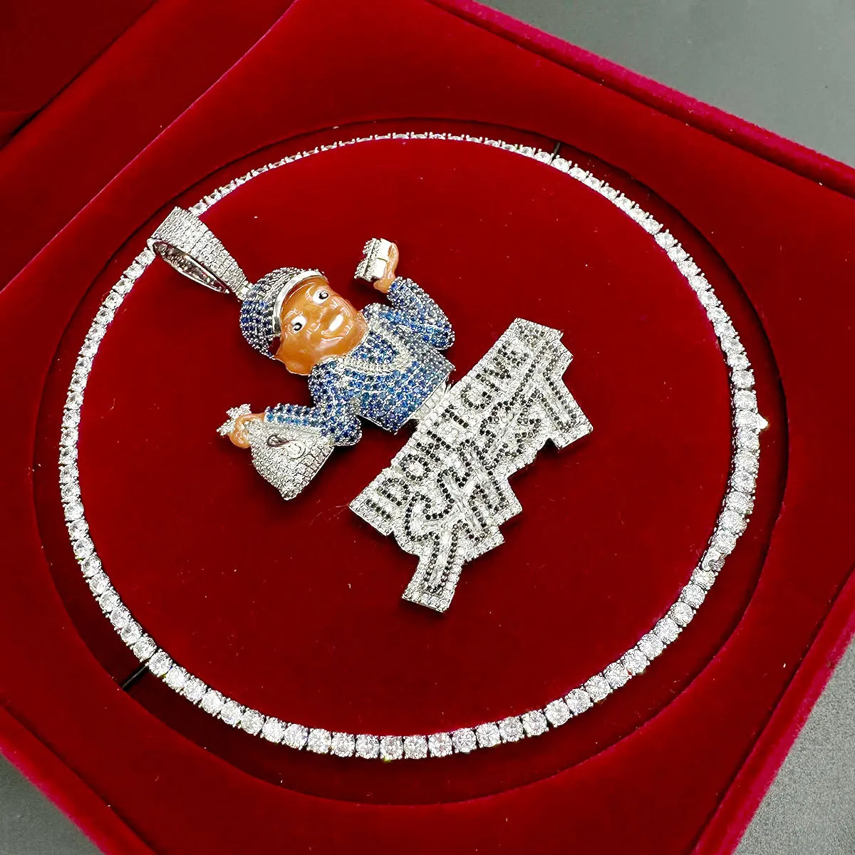 5AAA+ 24k Real Gold Plated CZ Ice Out Hop Hip DON’T GIVE Pendant Necklace