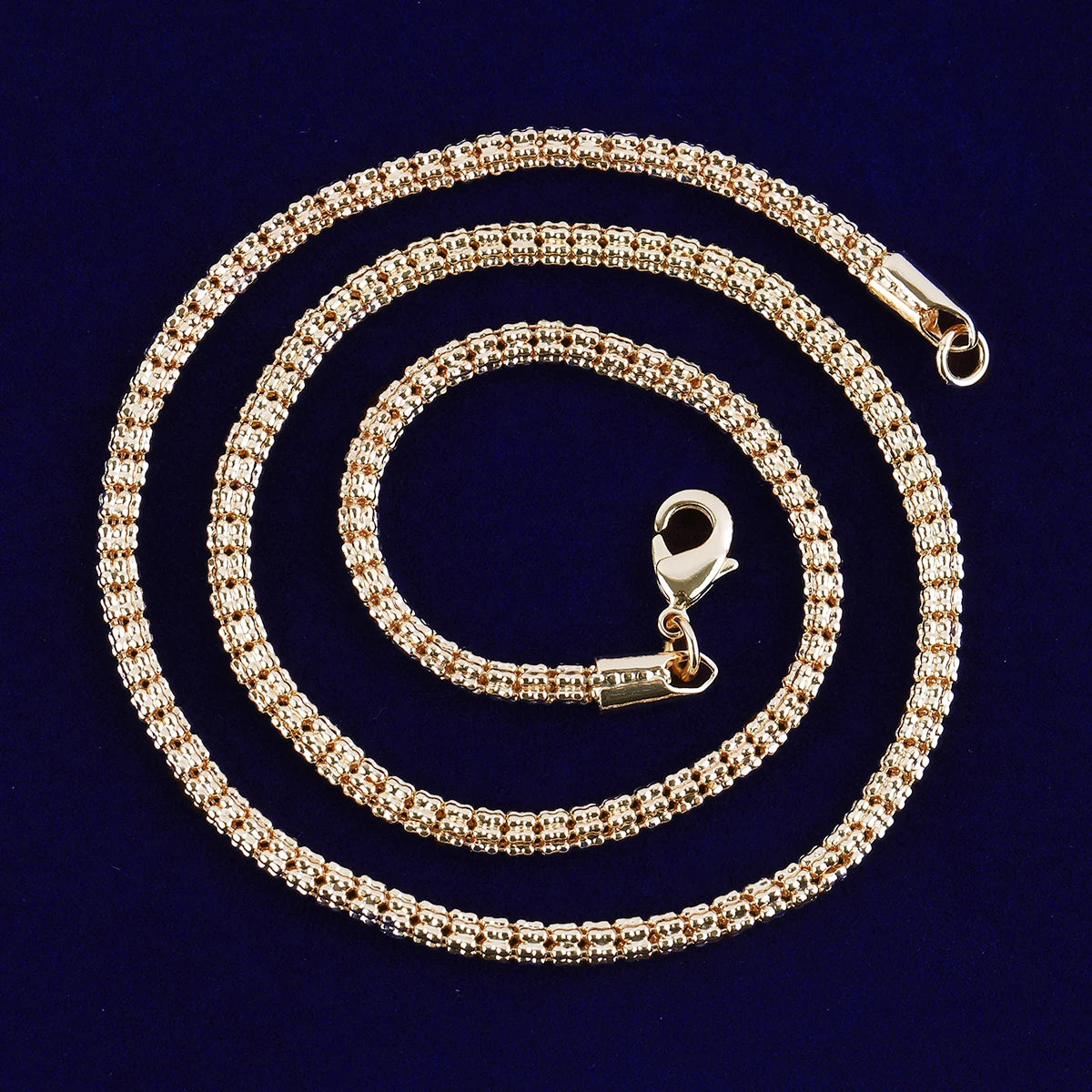 Necklace Snake Link Chain Round 24K Gold Plated Hip Hop Jewelry Unisex Gift New