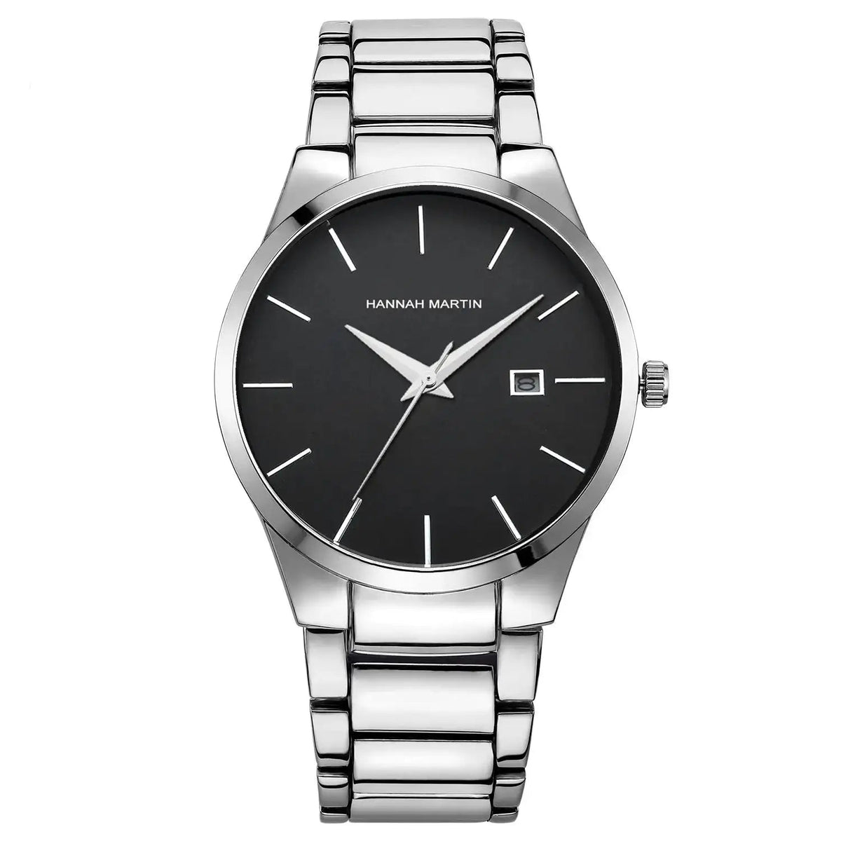Men's Stainless Steel Quartz Watch – 41mm Business Style with Calendar - Jewelry Iced