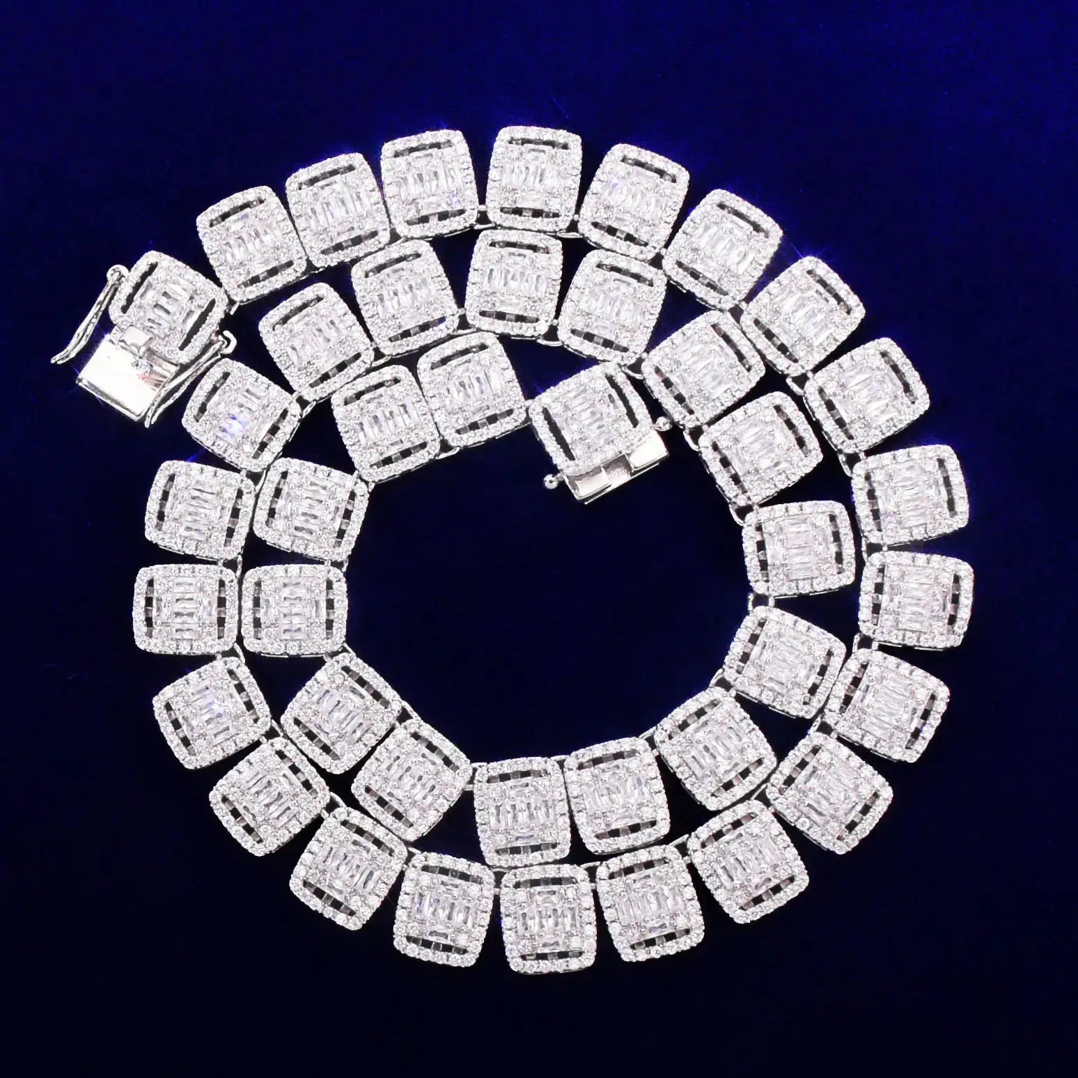 12MM Baguette Tennis Chain Necklace – 24K Gold Plated Hip Hop Jewelry - Jewelry Iced