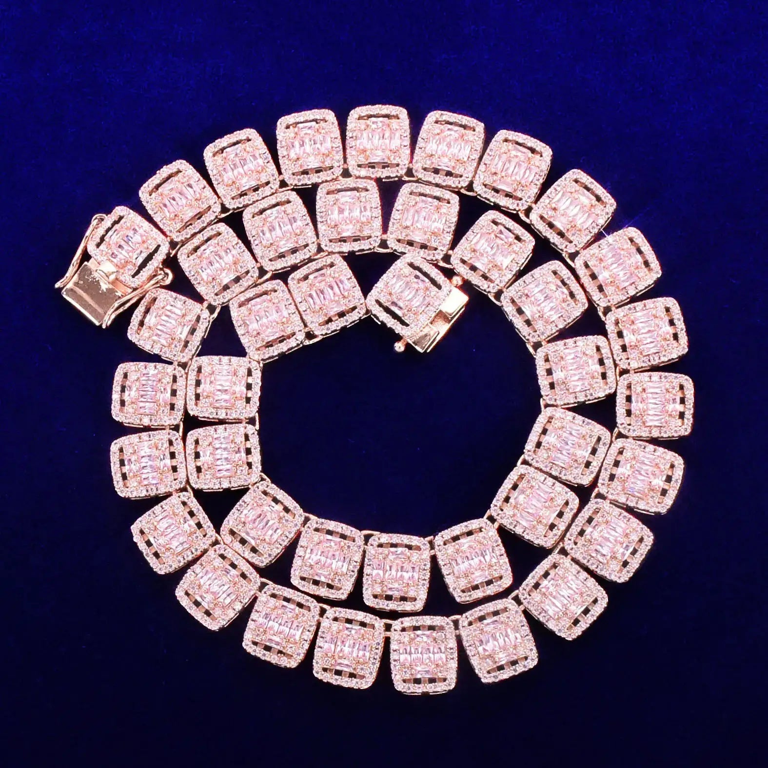 12MM Baguette Tennis Chain Necklace – 24K Gold Plated Hip Hop Jewelry - Jewelry Iced