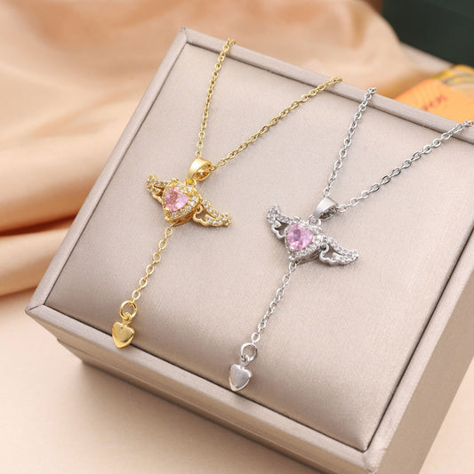 Tassel Necklace With Crystal Clavicle Chain